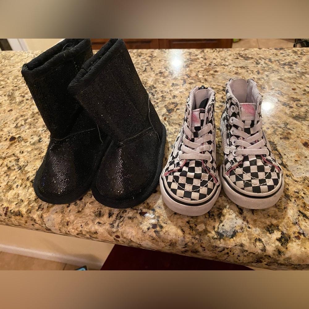Bundle toddler girl shoes 4T excellent condition boots & 5T Vans shoes